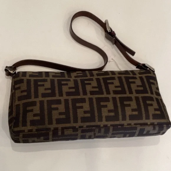 Fendi FF Zucca Canvas Clutch Shoulder Bag in Brown - Picture 4 of 4